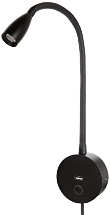 Meanyee Wand-Leselampe Nachttischlampen mit USB-Ladeanschluss/Touch-dimmbarer Schalter/einstellbarer Arm/1 * 3W -LED/Warmweiß 3000K