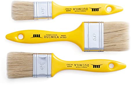 PENNELLIFICIO 2000 | Set mit 3 Pinseln, Malerpinsel, Kunststoffgriff, Pinsel-Set, für Wände, Zäune, Geländer, Holz, Größen 30-40-50 mm