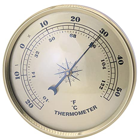 ISAKEN Mini Termometro da Parete per Interni ed Esterni, 90 mm Termometro da Parete da Giardino, Termoigrometro Analogico per Giardini Abitazioni Auto Ufficio Casa