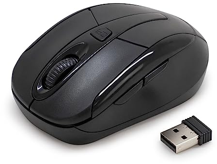 Waytex 65417 - Ratón inalámbrico (2,4 GHz, Mini Receptor USB, resolución del Sensor hasta 1600 dpi, ambidiestro, Compatible con PC y Ordenador portátil, Color Negro