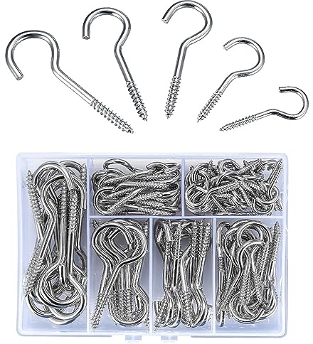 WZHHDM Schraubhaken, 120 Stück Edelstahl Schraubhaken, Deckenhaken Einschraubhaken für Aufhängen von Schlüsseln Teetassen und Weihnachtsdekorationen