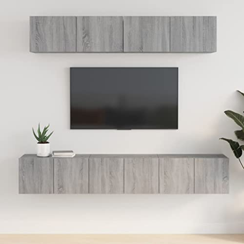 Ensemble de 5 meubles de rangement modernes pour le salon, la chambre à coucher, etc - Gris Sonoma
