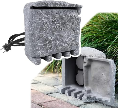 FIVMEN Presa da giardino, effetto pietra, impermeabile, con cavo di prolunga da 3 m, 4 contatti di protezione, presa multipla IP44