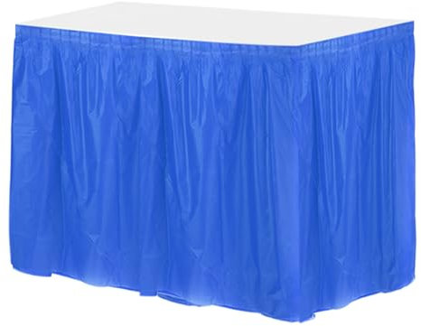 QUARKZMAN 1 Paquete de Faldones de Mesa de Plástico Azul Oscuro, 29 Pulgadas x 14 Pies Faldones de Mesa para Mesas Rectangulares, Cubiertas de Mesa Desechables para Fiestas de Cumpleaños