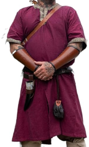 Leonardo Carbone® Tunique à manches courtes Richard - Vêtement médiéval pour homme, chemise médiévale, chemises de loisirs, costume de carnaval pour homme, tunique viking, vêtements de jeu - 100 %