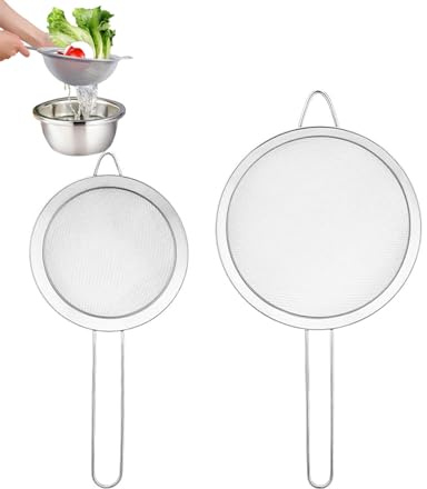 BNREOZA 2 pezzi setaccio da cucina,7/14 cm,setaccio in acciaio inox 304 di alta qualità, setaccio a maglia fine in acciaio inox 304, setaccio domestico per cottura,farina, separazione delle proteine