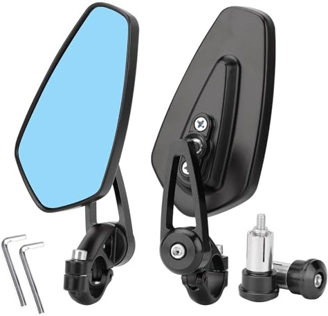 AULESSE Espejos Retrovisores Moto de 7/8, Espejos Retrovisores del Manillar de aluminio CNC, Anti-Glare EspejosLaterales para Motocicleta Scooter Cruiser Sport Bike ATV