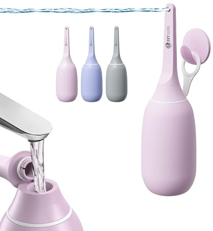 ZEY LUXE Upgraded Handheld Travel Bidet, Peri Bottle – Strong Pressure Manual Portable Bidet for Postpartum Care, Feminine Hygiene, Soft Squeeze, Wall-Mountable Hook, Carry Bag – (Pink, 400 ML)