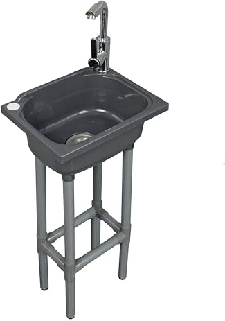 Freestanding Single Bowl Utility Sink 15.1 x 11.2 Inch Laundry tub with 1.26 Faucet Hole Plastic Sinks for Home Restaurant Dorm Garage Bathroom,Laundry slop Sink (Gray)