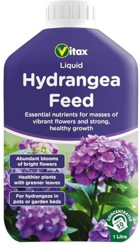 Vitax Hydrangea Feed Liquid 1 Litre | Tailored Nutrients for Potted & Garden Hydrangeas | Promotes Greener Leaves & Abundant Colourful Blooms