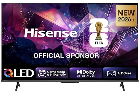 Hisense Smart TV QLED 144Hz 43 4K 43E7S PRO, Audio Dolby Atmos, VIDAA OS con 1000+ APP, Dolby Vision IQ, HDR 10+, Native 144Hz Game Mode, AirPlay2, Alexa Built-in, lativù 4K