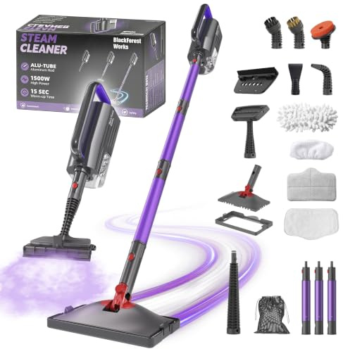BlackForest Works 2-in-1 Dampfreiniger,1500W Handgerät,15s Aufheizung