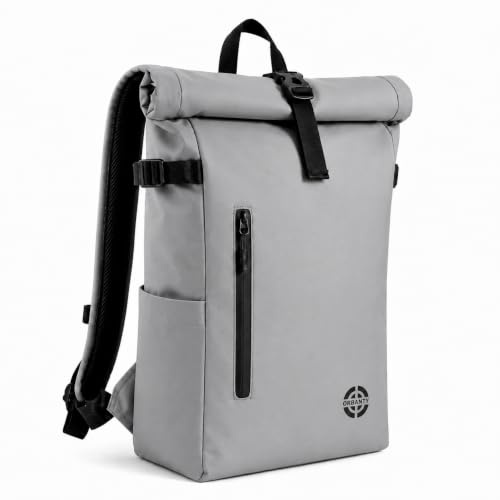 ORBANTY Nouveau modèle amélioré de sac à dos Roll-Top, enroulable, extensible 20-25 litres, imperméable, fermeture éclair sécurisée, design moderne, poche accès rapide pour ordinateur portable