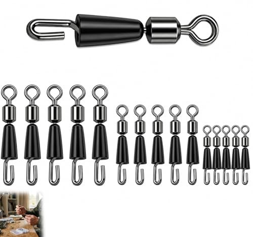 QhgPnt 150Pcs Set with Large Medium Small SizesFishing Swivels, Quick Change Swivels Fishing, Suitable High-Strength Swivel Snaps for Saltwater and Freshwater Fishing