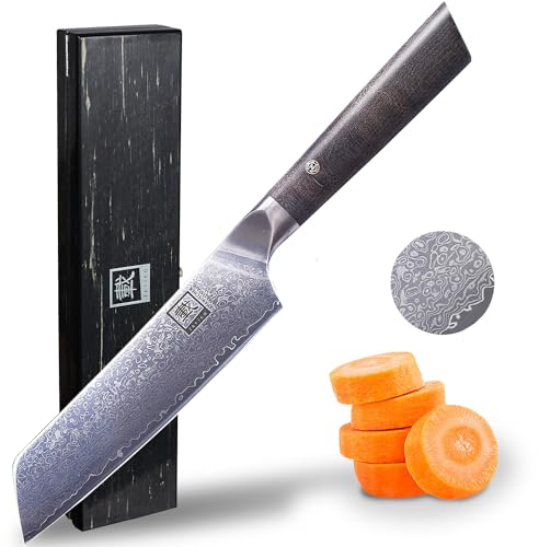 zayiko Professional Series – Premium Allzweckmesser 12 cm Klinge, 67 Lagen echtem Damaststahl, Ahornholzgriff, Scharf & Robust, Küchenmesser für Profi & Hobbyköche mit edler Geschenkbox