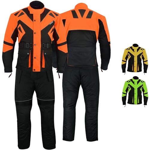 German Wear Motorradkombi Herren 2-teiler mit Protektoren Motorradanzug Textilien Motorradjacke & Motorradhose motorrad kleidung Orange - 60