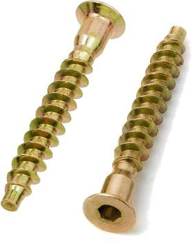 HEXATON Tornillos Confirmat para muebles - 7 x 70 mm - 50 piezas - Cabeza avellanada con hexágono interno - Acero galvanizado amarillo - Rosca completa