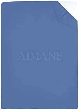 AIMANE® Single Fitted Sheet 90 x 190 CM Non Iron Percale Easy Care Poly Cotton Single Size Fitted Bed Sheet Perfect for Single Size Mattress Blue