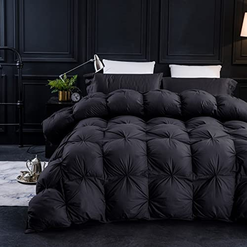 Three Geese Piumone in piuma d'oca, per letto matrimoniale, con imbottitura 750+, 1200 fili, 100% cotone, per tutte le stagioni, con 8 linguette, per letto singolo: 172,7 x 228,6 cm
