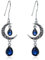 VONALA Keltische Mond Ohrringe für Damen 925 Sterling Silber Blauer Saphir Ohrhänger Blaue Ohrhänger Mond Schmuck Geschenke für Damen Teenager Mädchen