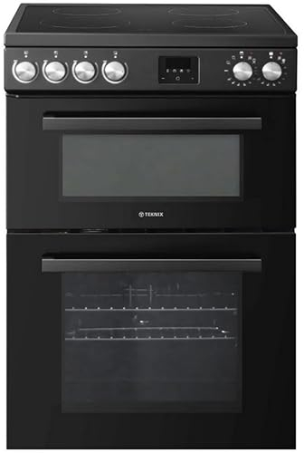 Teknix TKED64B 60cm Ceramic Double Oven Electric Cooker - Black