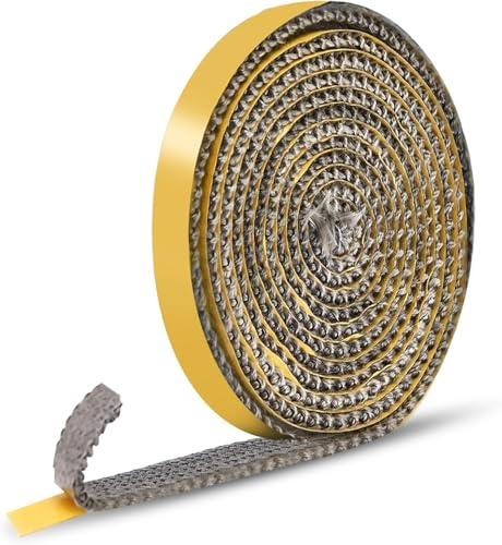 Senbos Kamintätningstejp, ugnstätningsband av glasfiber, värmebeständigt upp till 550 °C, självhäftande kamintätning för öppen spis, ugnspipa, rökrör, kaminlucka, rökugn och ugn, (3 mm x 10 mm x 2 m)