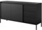 BETTSO - Kommode Schwarz Matt - Kommode mit Schubladen, dekorativen Rillen und hohen Metallbeinen - Push to Open System - 153 cm breit, 81 cm hoch - Kommode Wohnzimmer