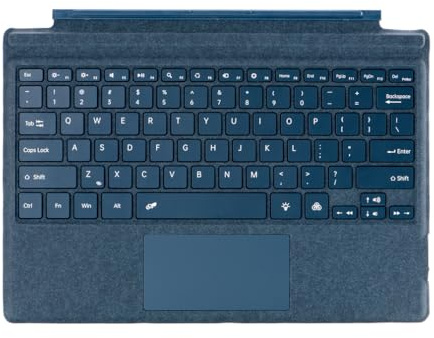 Surface Pro 7 Tastatur [QWERTY] für Microsoft Surface Pro 7 Plus/Pro 7/Pro 6/Pro 5/Pro 4/Pro 3, Bluetooth Tastatur- Backlit, Wiederaufladbare Type Cover mit Touchpad (Blau)