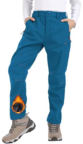 Djtnzdm Pantalones de Esquí y Nieve para Niño y Niña - Térmicos, Impermeables, Softshell para Trekking y Escalada (Azul Claro-XL)