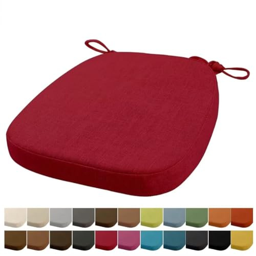 Orumrud 43x40x33CM(5CM Dicke) Stuhlkissen, Gartenstuhl Sitzkissen, Esszimmerstuhl Sitzkissen, waschbar, mit Reißverschluss, Riemen, rutschfestes Sitzkissen für Gartenstuhl (Dunkel Rot 1 Stück)