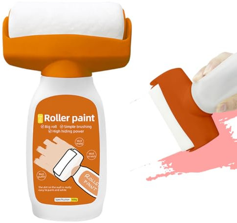 DASIAUTOEM 500g Wandfarbe Ausbessern Weiß, Wandreparatur Rollbürste 2 in 1 Wandfarbe Ausbessern Wandreparatur Rollbürste mit wandreparaturpaste für Küche, Schlafzimmer und Wohnzimmer