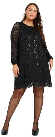Yours Curve Lace Scallop Hem Mini Dress - Women's - Plus Size Curve Black