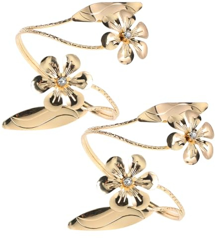 COLLBATH Diseño Abierto Ajustable para Mujer 2 Pulseras de Metal Doradas Modernas y Elegantes Ideales para Decoración del Hogar y Uso Diario