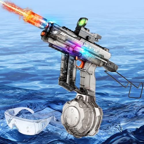 Aragallant Pistola Eléctrica, Pistola de Agua Automática 800 ml - Alcance 10 m, Recargable Electric Water Gun con Flash & Sonido, Pistola Juguetes para Niño/Adulto (Negro)