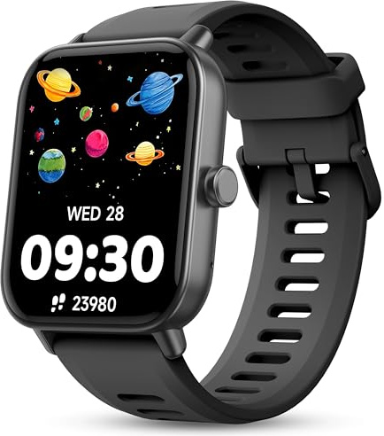 Kids Smart Watch, Kids Watch No Phone Needed Heart Rate & Sleep Tracker, Stress & SpO2 Monitor, 1.8'' Fitness Tracker Step Counter, Alarm Clock, Games, Swimming Watch for Boys Girls Teens Aged 5+