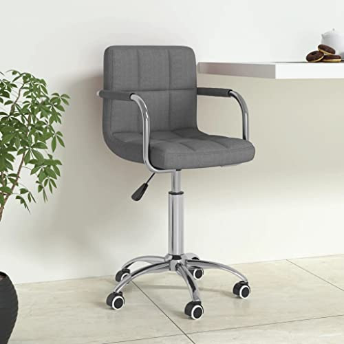 kithwjll Chaise de bureau pivotante en tissu gris clair avec vérin à gaz et roulettes, chaise de bureau réglable en hauteur avec fonction de rotation à 360 degrés pour bureau, bureau à domicile
