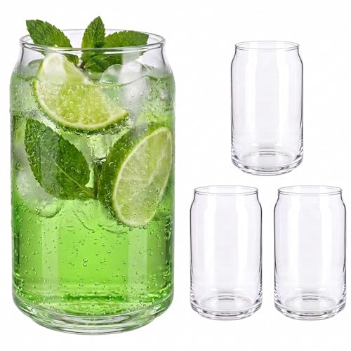 Relaxdays Longdrinkglas, 4-pack, 480 ml, slipade, transparenta | diskmaskinssäkra, highballglas