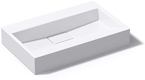 doporro Waschbecken Aufsatzwaschbecken Hängewaschbecken Waschtisch Mineralguss-Waschbecken Colossum19 ohne Armaturloch weiß matt inkl. Ablaufgarnitur