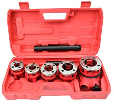 BSD Set Filiera per Tubi Idraulici - Kit Filettatura per Tubi Idraulici - 6 Pezzi - 3/8”, 1/2”, 3/4”, 1” e 5/4”
