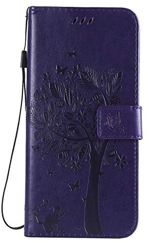 Thoankj Samsung Galaxy A51 Phone Case Shockproof PU Leather Flip Wallet Cases Cat & Tree with Stand Magnetic Card Slots Holder Gel Bumper Folio Slim Fit Protective Cover for Samsung Galaxy A51 Purple