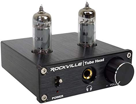 Rockville TubeHead 180mW Tube Headphone Amplifier, 16-600 Ohms, Dual 6K4 Tubes, Compact Design, Low-Noise Circuitry, for Audiophiles and Studio Monitoring