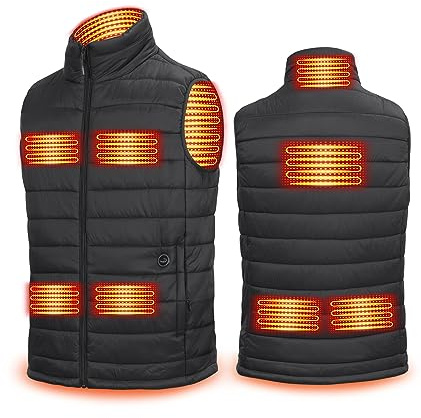 uupalee Men's Heated Vest with Battery Pack Outdoor Lightweight Warm Heating Clothing Black L