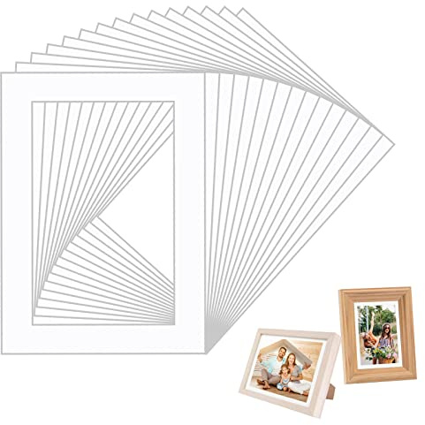 15 Stück weiße, vorgeschnittene 12,7 x 17,8 cm Passepartouts, säurefrei, matter Rahmen für 10,2 x 15,2 cm Bilder, abgeschrägter Fotorahmen für Fotos, Drucke, Kunstwerke