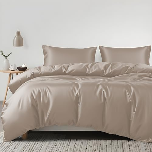 LINENWALAS Juego de funda de edredón de 3 piezas de Tencel de eucalipto 100% orgánico con cierre de cremallera y lazos en las esquinas, ropa de cama de lujo más suave y refrescante perfecta para