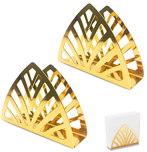 Porte Serviettes,2 Pièces Porte Serviettes en Papier, Triangle en Acier Inoxydable, pour Comptoirs de Cuisine, Tables à Manger, Or