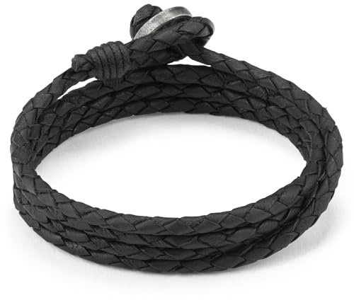 LOCAL LEAGUE Mens Leather Bracelet SURF PATROL AUSTRALIA - Fully Adjustable - BLACK Braided Cord Multilayer Wristband for Men Surfer Wrap Rope BEACH Party Holidays Festival, Boyfriend