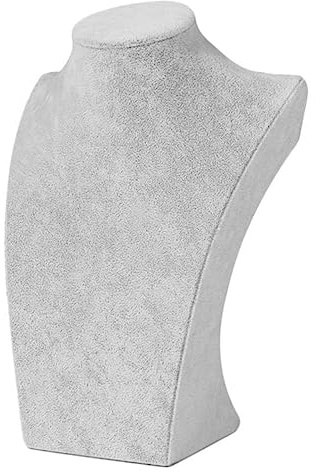 Busto in velluto per gioielli, espositore per collane, manichino per busto, ciondolo per catena, espositore per boutique, busto (grigio 24 cm)
