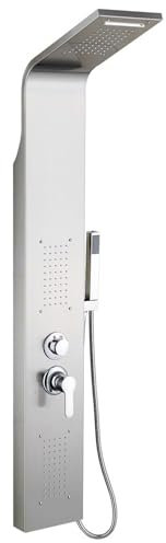 MUL-BOUTICA Columna de Ducha Hidromasaje Ajustable, Sistema Termostático Con Ducha y Cascada Para Cambiar La Temperatura y El Flujo De Agua (Plata, S3)