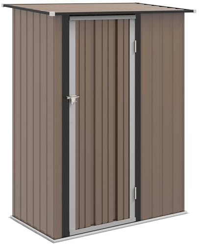 Outsunny Abri de Jardin 1 m² - abri à Outils - cabanon Porte verrouillable - dim. 142L x 84 x 189H cm - Acier galvanisé Marron
