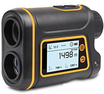 Dispositivo de medición terrestre Telescopio Telémetro láser Medidor de Distancia Digital Caza Monocular Golf Telémetro Pantalla LCD Ruleta Cinta métrica Planificador de área(1000B 1000m with LCD)